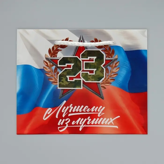 Пакет подарочный ламинированный, упаковка, «С 23 февраля», S 15 х 12 х 5.5 см