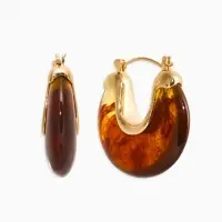 Серьги акрил "Стиль" подкова, цвет коричневый в золоте