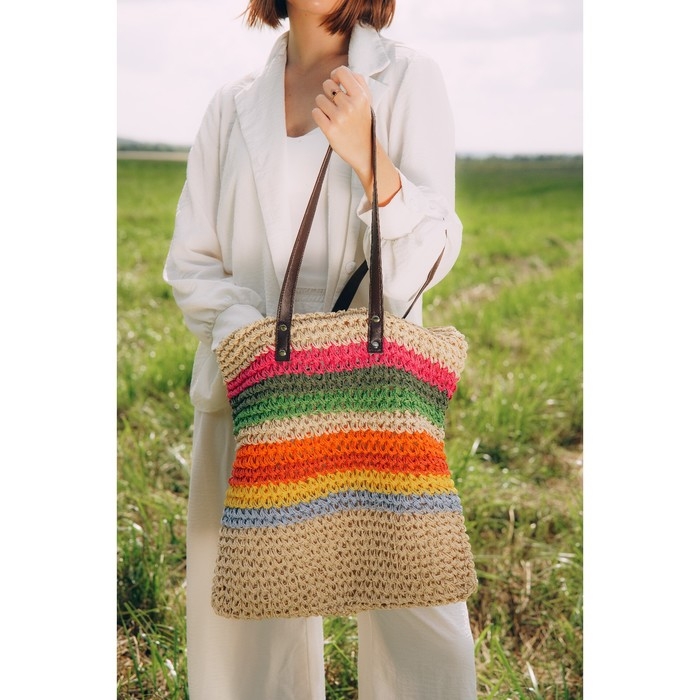 Сумка женская SL Home, ручное плетение, хлопок, длина ручек 28 см, 41×40 см Сумка женская SL Home, ручное плетение, хлопок, длина ручек 28 см, 41×40 см
