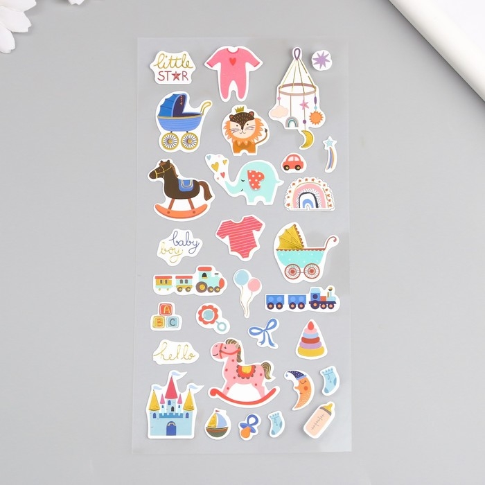 Наклейка пластик золотое тиснение Наклейка пластик золотое тиснение "Игрушки и балерины" МИКС 10,5х23 см