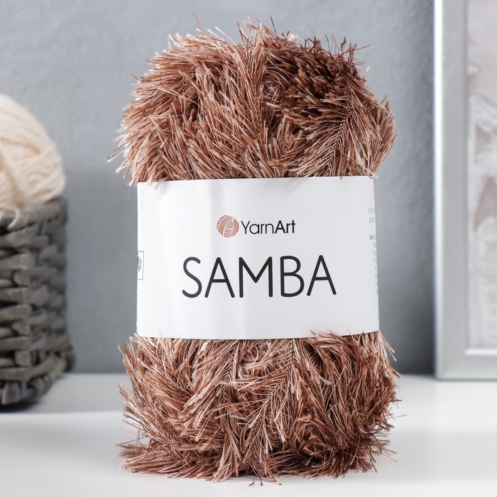 Пряжа Пряжа "Samba" 100% полиэстер 150м/100гр (199 коричневый)