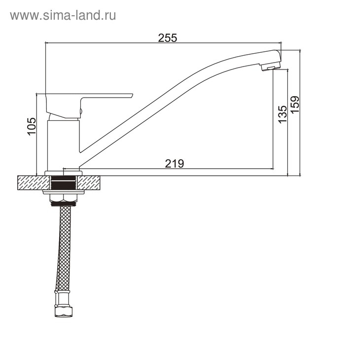 Смеситель для кухни Accoona А4164, однорычажный, хром Смеситель для кухни Accoona А4164, однорычажный, хром