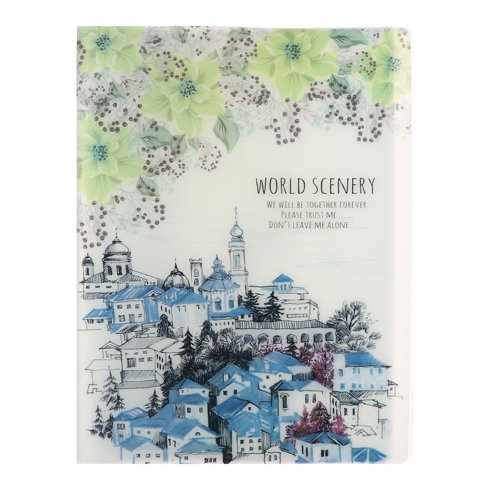 Папка формат А4, с 60 прозрачными файлами Папка формат А4, с 60 прозрачными файлами "Город", МИКС