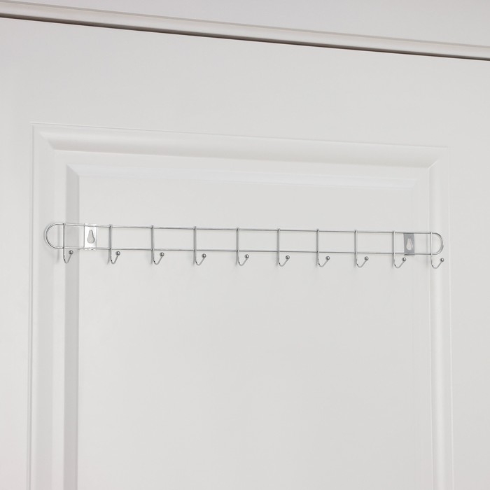 Вешалка настенная Доляна «Лето», 10 крючков, 55×5×3.5 см, хромированная Вешалка настенная Доляна «Лето», 10 крючков, 55×5×3.5 см, хромированная