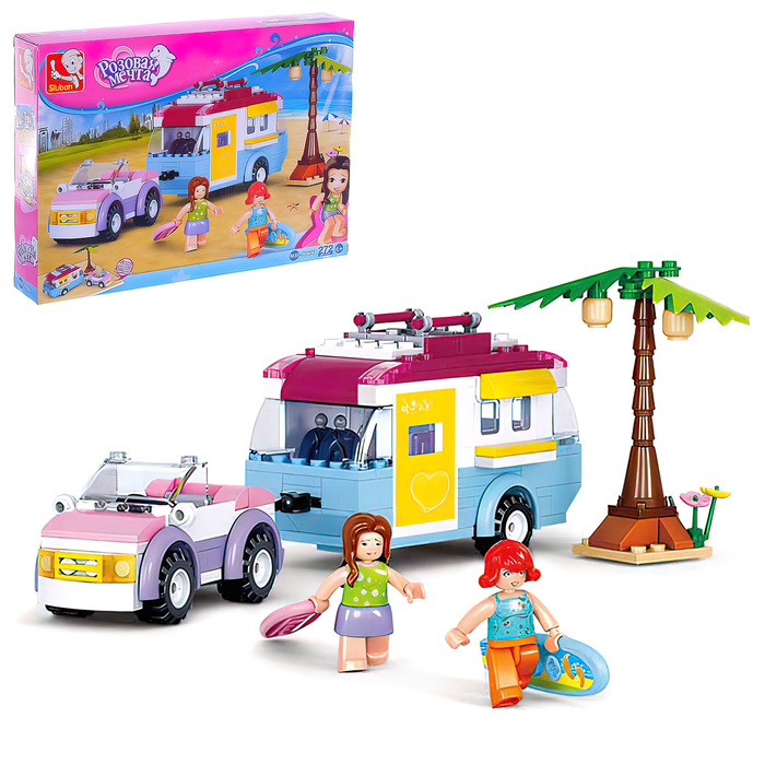Конструктор «Розовая Мечта: автомобиль с фургоном», 272 детали Конструктор «Розовая Мечта: автомобиль с фургоном», 272 детали