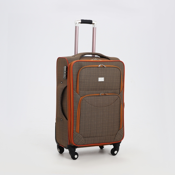 Чемодан средний 52 л (M), отдел на молнии, с расширением, кодовый замок, с расширением, цвет коричневый Чемодан средний 52 л (M), отдел на молнии, с расширением, кодовый замок, с расширением, цвет коричневый