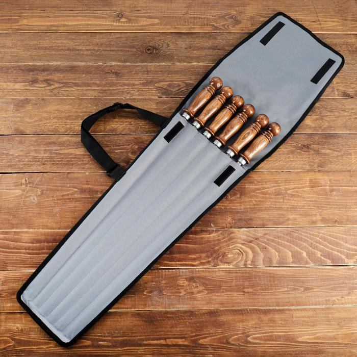 Набор шампуров  Набор шампуров "Ташкент" в чехле, 6 шт, рабочая часть - 50 см, серый