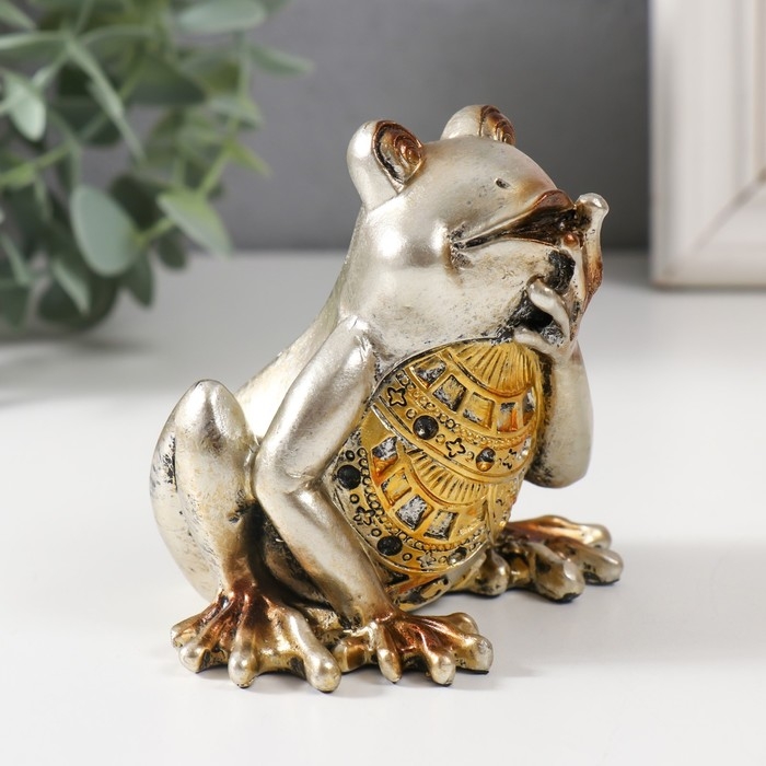 Сувенир полистоун Сувенир полистоун "Удивленная лягушка" светлое золото МИКС 10,3х6,3х8 см