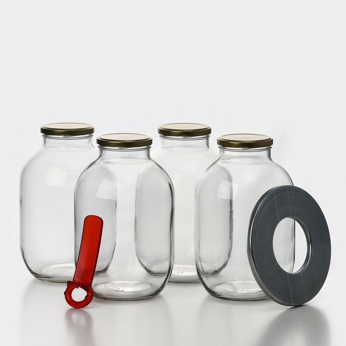 Набор для консервирования, банки с золотистой крышкой и этикеткой, ТО-82 мм, 3 л, стерилизатор, открывашка Набор для консервирования, банки с золотистой крышкой и этикеткой, ТО-82 мм, 3 л, стерилизатор, открывашка