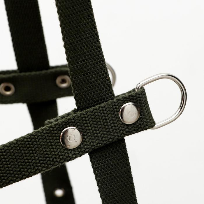 Шлейка брезентовая, регулируемая многоразмерная, 2,5 см, ОШ 45, ОГ 76-90 см, тёмно-зелёная Шлейка брезентовая, регулируемая многоразмерная, 2,5 см, ОШ 45, ОГ 76-90 см, тёмно-зелёная