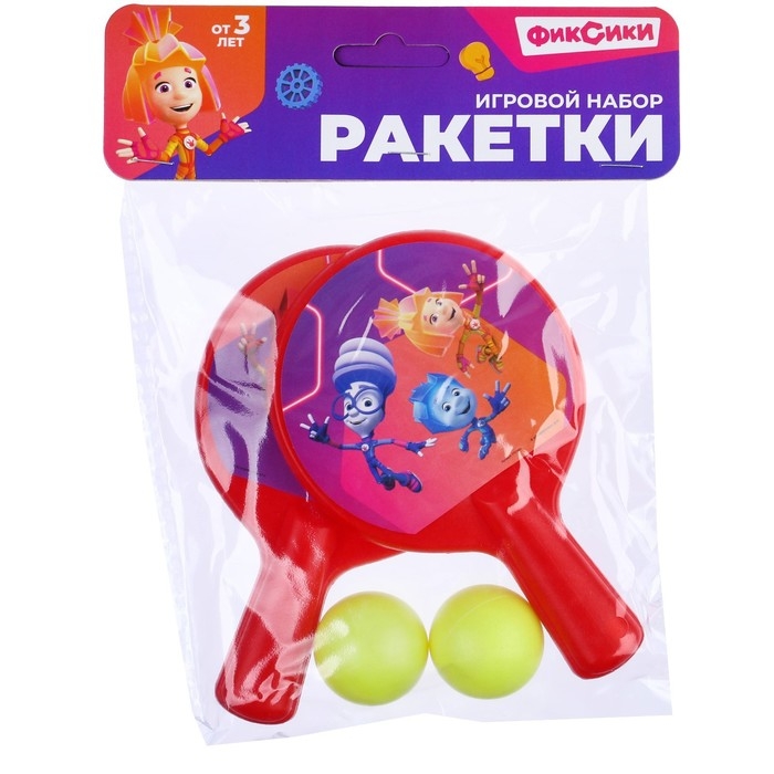 Набор игровой, ракетки 8×12 см и два мячика, Фиксики Набор игровой, ракетки 8×12 см и два мячика, Фиксики