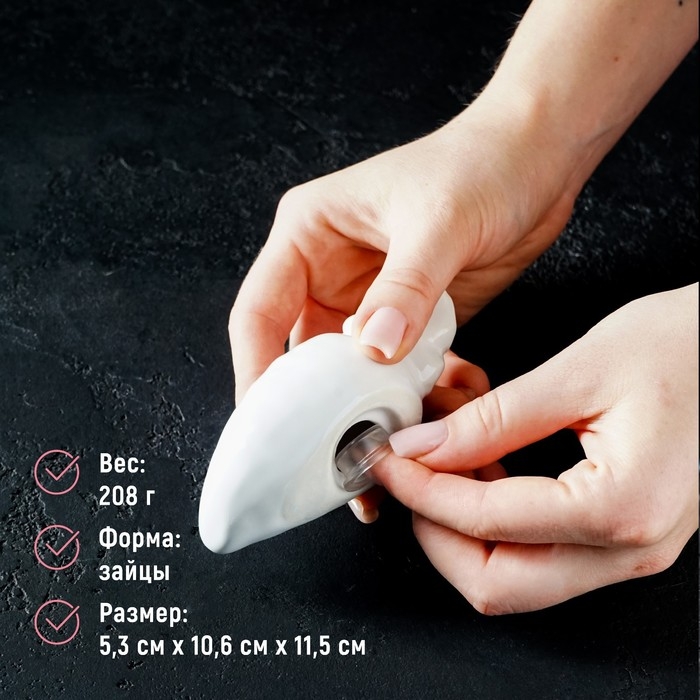 Набор для специй Доляна «Зайка», 2 предмета: солонка 50 мл, перечница 40 мл, цвет белый Набор для специй Доляна «Зайка», 2 предмета: солонка 50 мл, перечница 40 мл, цвет белый