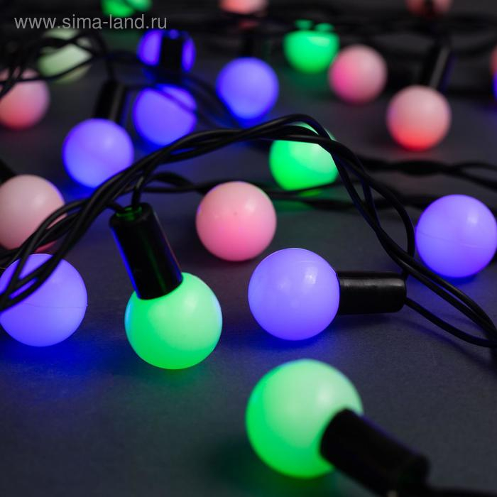 Гирлянда «Нить» 10 м с насадками «Шарики 2.5 см», IP44, тёмная нить, 100 LED, свечение мульти (RG/RB), мигание, 220 В Гирлянда «Нить» 10 м с насадками «Шарики 2.5 см», IP44, тёмная нить, 100 LED, свечение мульти (RG/RB), мигание, 220 В