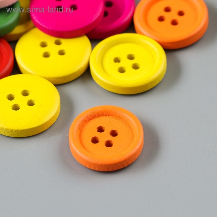 Набор пуговиц декоративных дерево Набор пуговиц декоративных дерево "Яркие круглые" (набор 30 шт) 1,8х1,8 см