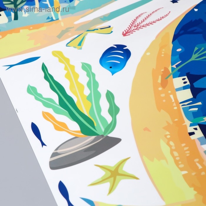 Наклейка пластик интерьерная "Кит и абстрация" 50х70 см