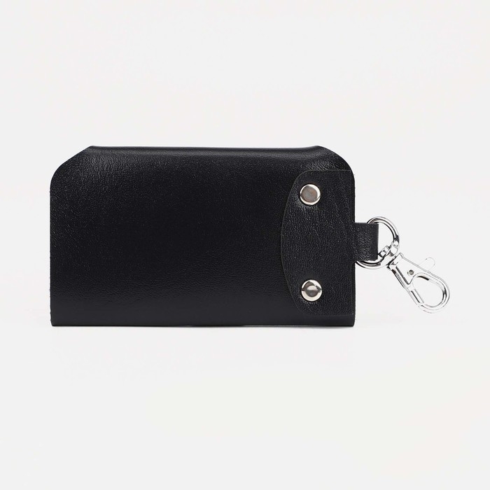 Ключница на кнопках, длина 11 см, 7 карабинов, цвет чёрный Ключница на кнопках, длина 11 см, 7 карабинов, цвет чёрный