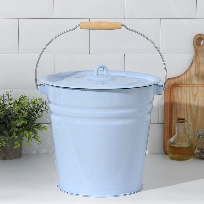 Ведро эмалированное, 12 л, с крышкой, цвет голубой Ведро эмалированное, 12 л, с крышкой, цвет голубой