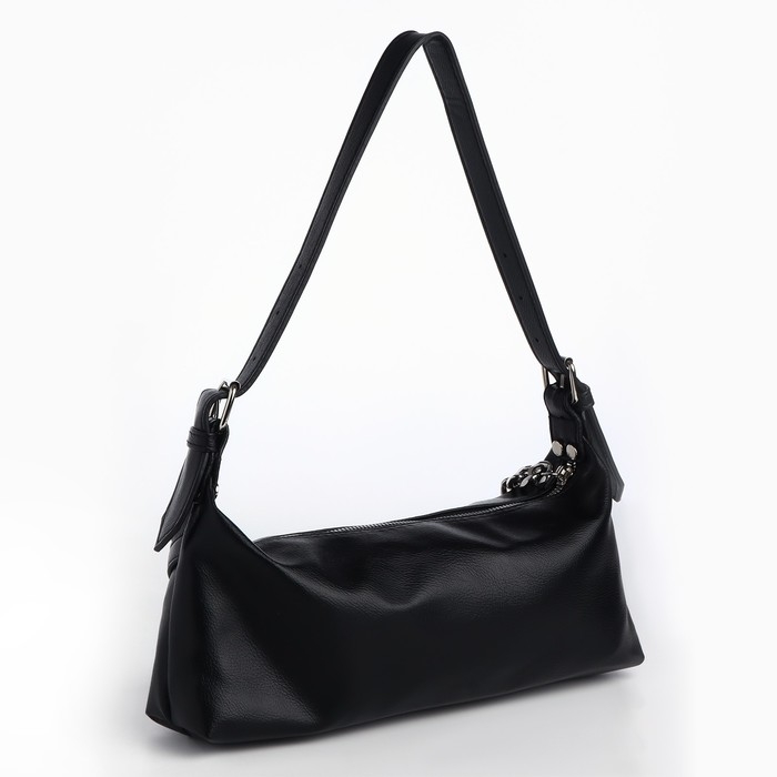 Сумка женская с цепями, 28*12*6 см, цвет чёрный Сумка женская с цепями, 28*12*6 см, цвет чёрный