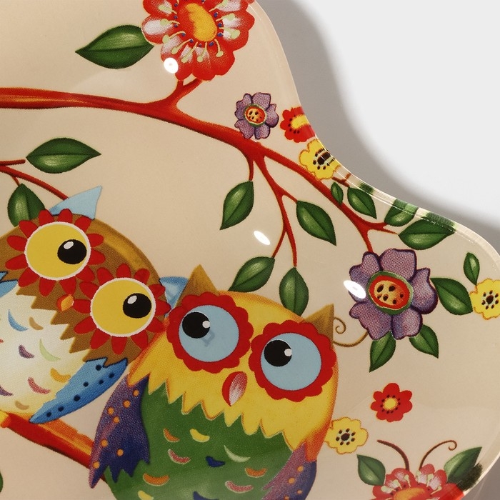 Блюдце стеклянное Доляна «Совушки», 17,8×13,7×1,7 см Блюдце стеклянное Доляна «Совушки», 17,8×13,7×1,7 см