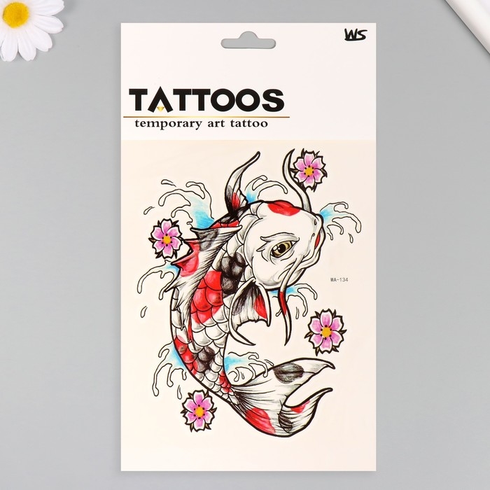 Татуировка на тело цветная Татуировка на тело цветная "Карп" 26,1х14,6 см