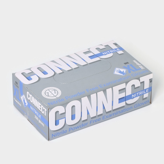 Перчатки нитриловые Nitrile, смотровые, нестерильные, размер XL, 200 шт/уп (100 пар), цвет голубой Перчатки нитриловые Nitrile, смотровые, нестерильные, размер XL, 200 шт/уп (100 пар), цвет голубой