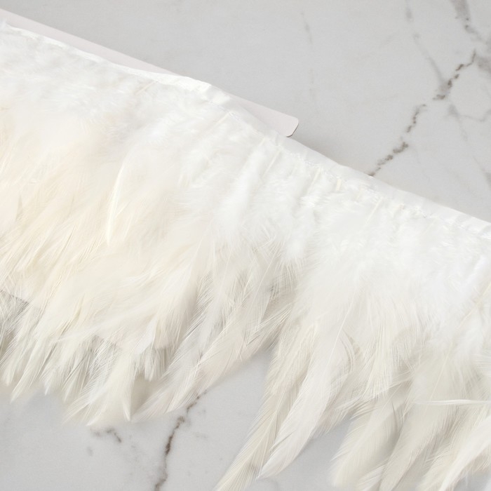 Тесьма с перьями петуха, 10-15 см, 5 ± 0,5 м, цвет белый Тесьма с перьями петуха, 10-15 см, 5 ± 0,5 м, цвет белый