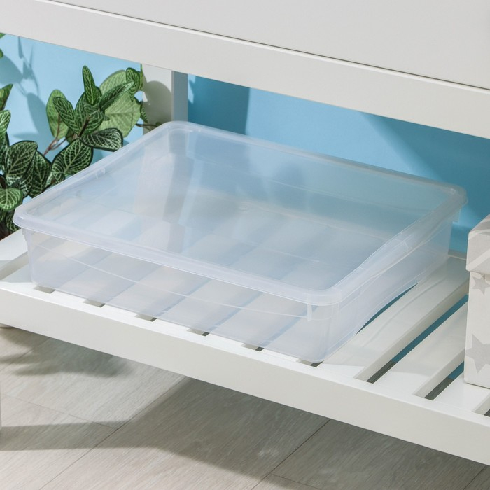 Ящик для хранения с крышкой «Кристалл», 9 л, 40×33,5×8,5 см, цвет прозрачный Ящик для хранения с крышкой «Кристалл», 9 л, 40×33,5×8,5 см, цвет прозрачный
