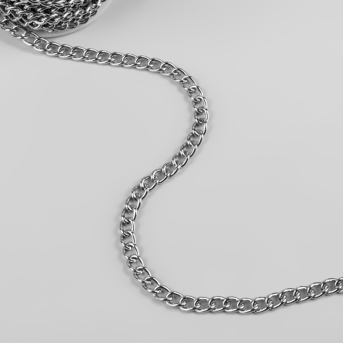 Цепочка для сумки, железная, 6,2 × 8,8 мм, 10 ± 0,5 м, цвет серебряный