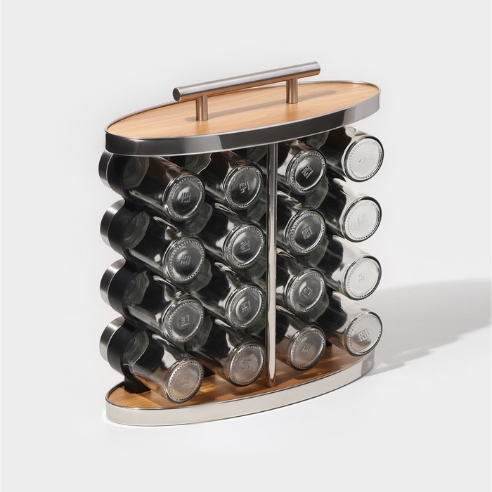 Набор стеклянных баночек для специй на подставке Magistro «Модерн», 16 шт Набор стеклянных баночек для специй на подставке Magistro «Модерн», 16 шт