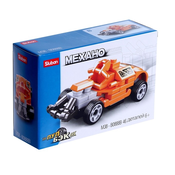 Конструктор инерционный Механо &laquo;Тачки&raquo;, 46 деталей цвет оранжевый