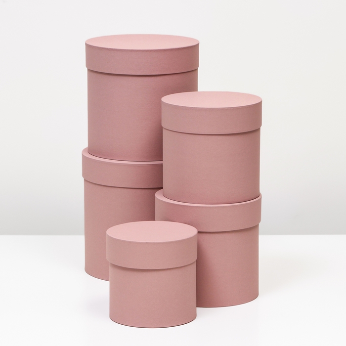 Набор круглых коробок 5 в 1 Набор круглых коробок 5 в 1 "Пыльная роза" 20 х 20 - 13 х 13 см,