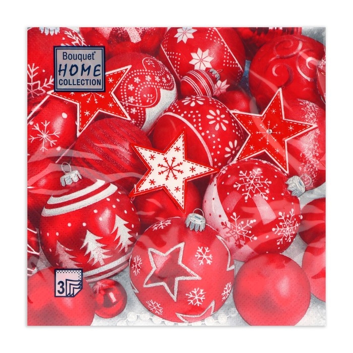 Новогодние салфетки бумажные Home Collection «Новогодня композиция красная», 3 слоя, 33х33, 20 шт. Новогодние салфетки бумажные Home Collection «Новогодня композиция красная», 3 слоя, 33х33, 20 шт.