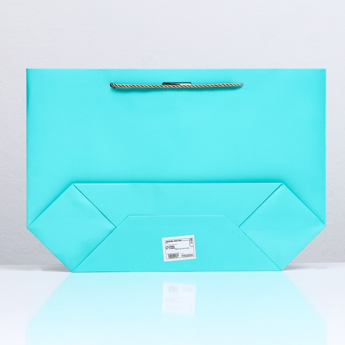 Пакет подарочный с лентой 26 х 25 х 11 см "Бирюзовый"