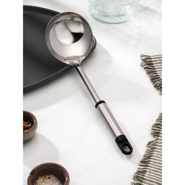 Половник из нержавеющей стали Доляна «Помощник», 140 мл, 32 см, цвет серебряный Половник из нержавеющей стали Доляна «Помощник», 140 мл, 32 см, цвет серебряный
