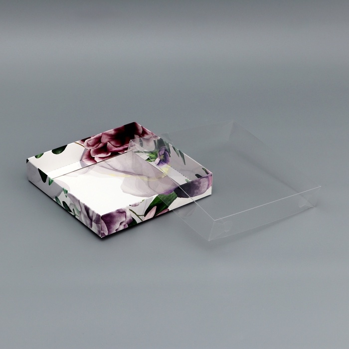 Коробка сборная с PVC крышкой,  Коробка сборная с PVC крышкой, "Самой красивой", 16 х 16 х 3 см. Кондитерская упаковка
