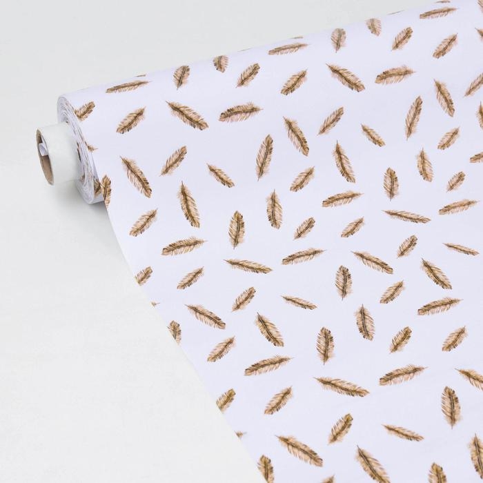 Клеёнка на стол на тканевой основе Доляна «Пёрышки», ширина 137 см, рулон 20 м, толщина 0,22 мм, цвет белый Клеёнка на стол на тканевой основе Доляна «Пёрышки», ширина 137 см, рулон 20 м, толщина 0,22 мм, цвет белый