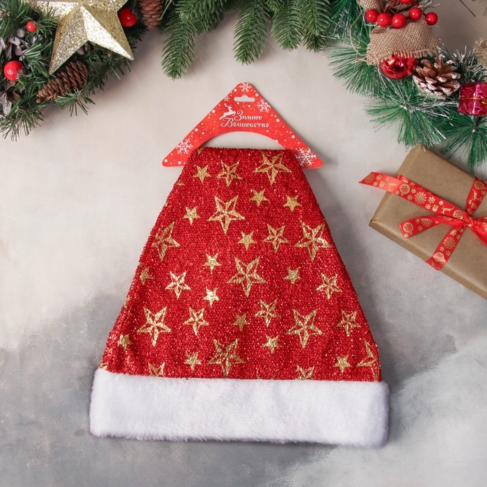 Колпак новогодний  Колпак новогодний "Звёздный момент" 29х37 см, красный