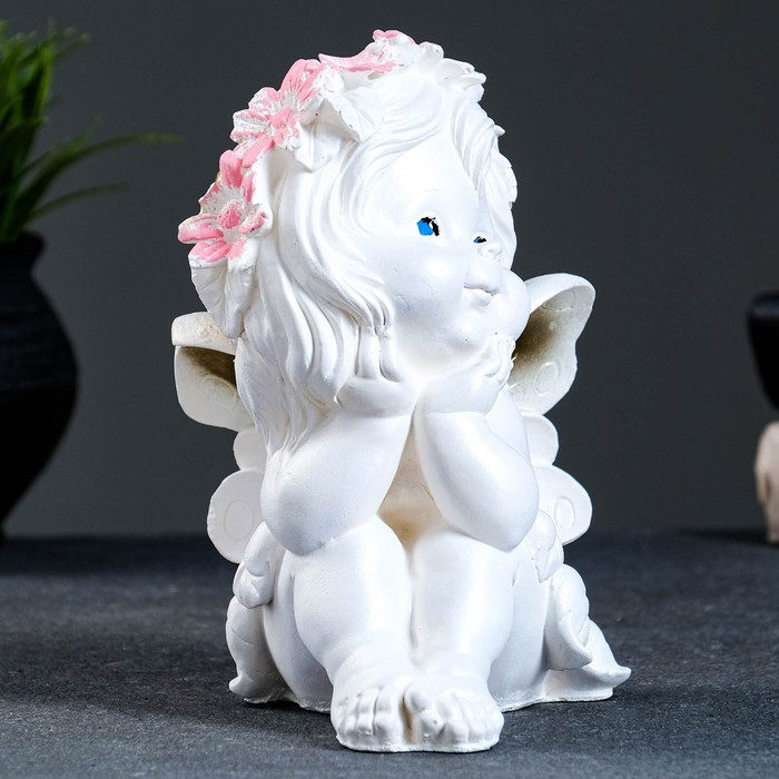 Фигура  Фигура "Фея сидя" перламутр 20х15х16см