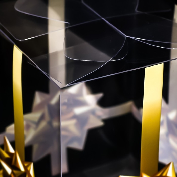 Складная коробка из PVC  Складная коробка из PVC "Золотой бантик", 12 x 12 x 15 см