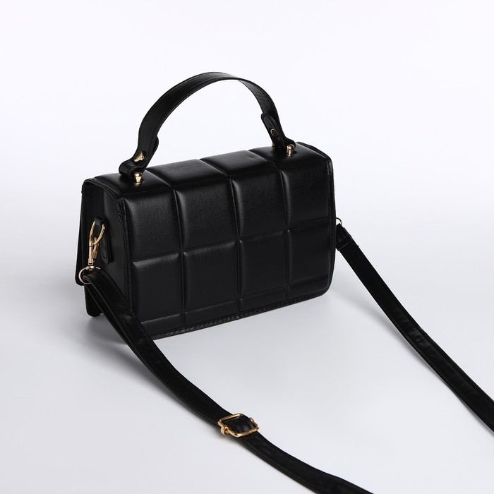 Сумка женская на клапане, с кошельком, 20х12х7 см, цвет чёрный Сумка женская на клапане, с кошельком, 20х12х7 см, цвет чёрный