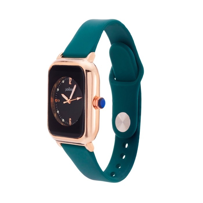 Часы наручные кварцевые женские, темно-зеленый ремешок Часы наручные кварцевые женские, темно-зеленый ремешок