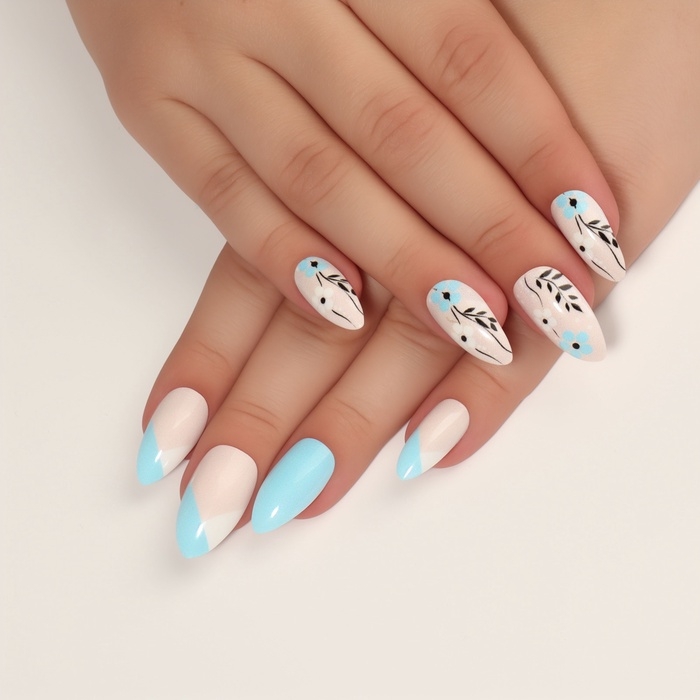 Накладные ногти &laquo;Нежная весна&raquo;, 12 шт, с клеевыми пластинами, форма миндаль, разноцветные