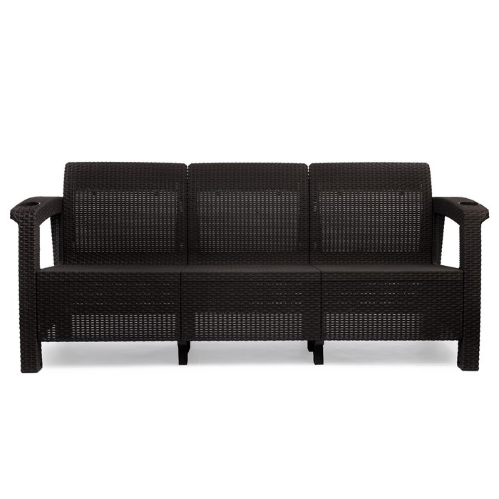 Диван Диван "Ротанг" 3-х местный, с подстаканниками, 188 см х 70 см х 79 см, цвет мокко