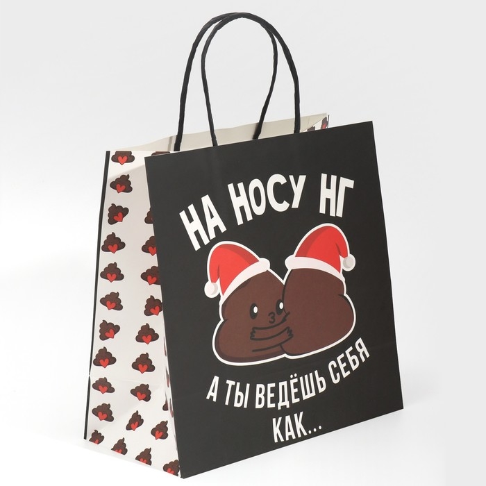 Пакет подарочный новогодний «На носу НГ», 22 х 22 х 11 см, Новый год Пакет подарочный новогодний «На носу НГ», 22 х 22 х 11 см, Новый год