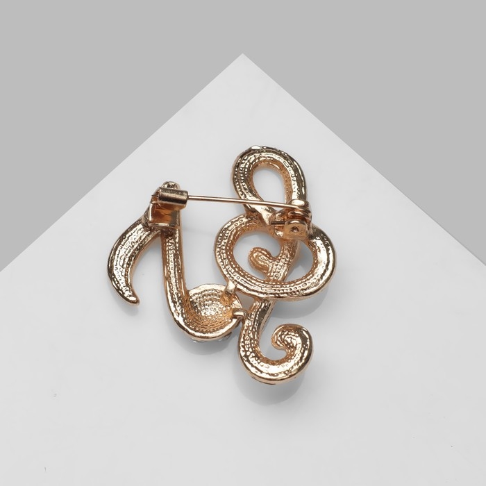 Брошь «Ноты», цвет белый в золоте Брошь «Ноты», цвет белый в золоте