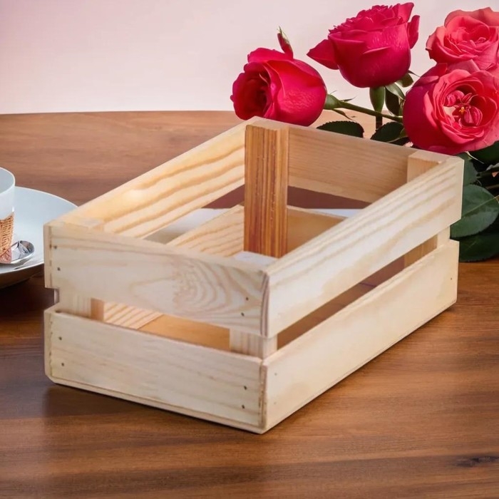 Кашпо деревянное 24.5×13.5×9 см Кашпо деревянное 24.5×13.5×9 см "Двушка Лайт", двухреечное, натуральный Дарим Красиво