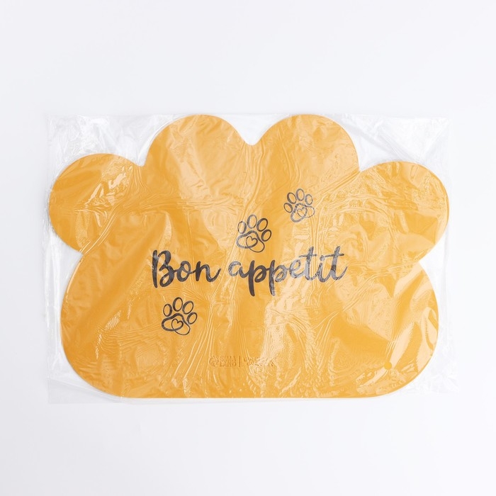 Коврик под миску форменный «Лапка», 39 х 30 см, желтый Коврик под миску форменный «Лапка», 39 х 30 см, желтый