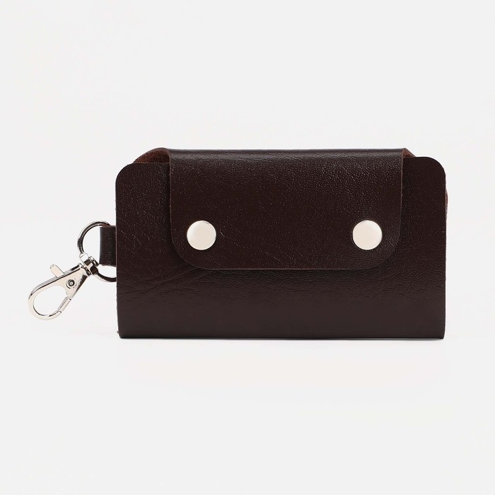 Ключница на кнопках, длина 11 см, 7 карабинов, цвет коричневый Ключница на кнопках, длина 11 см, 7 карабинов, цвет коричневый