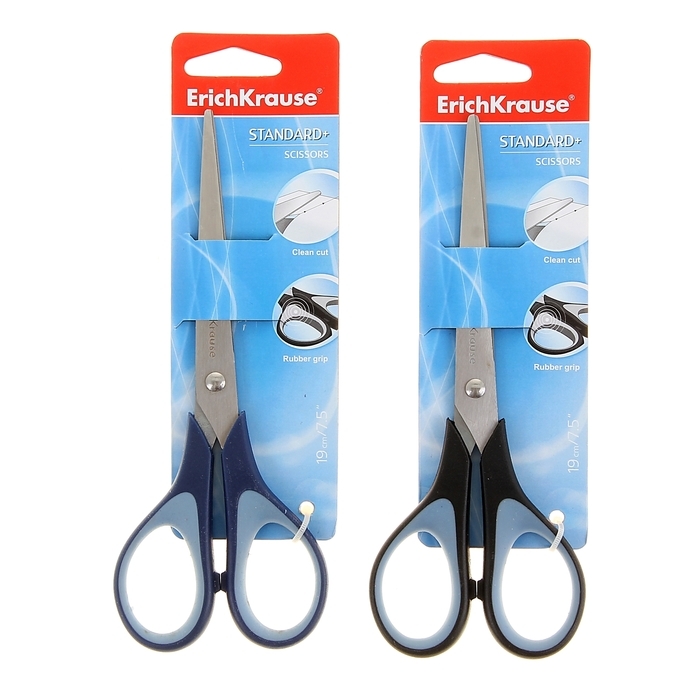 Ножницы ErichKrause Standard +, 19 см, лезвия из нержавеющей стали, антискользящие резиновые вставки, ударопрочный пластик, МИКС Ножницы ErichKrause Standard +, 19 см, лезвия из нержавеющей стали, антискользящие резиновые вставки, ударопрочный пластик, МИКС