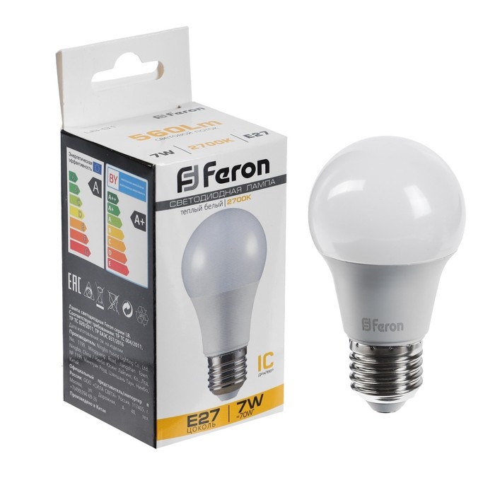 Лампа светодиодная FERON, (7W) 230V E27 2700K A60, LB-91 Лампа светодиодная FERON, (7W) 230V E27 2700K A60, LB-91